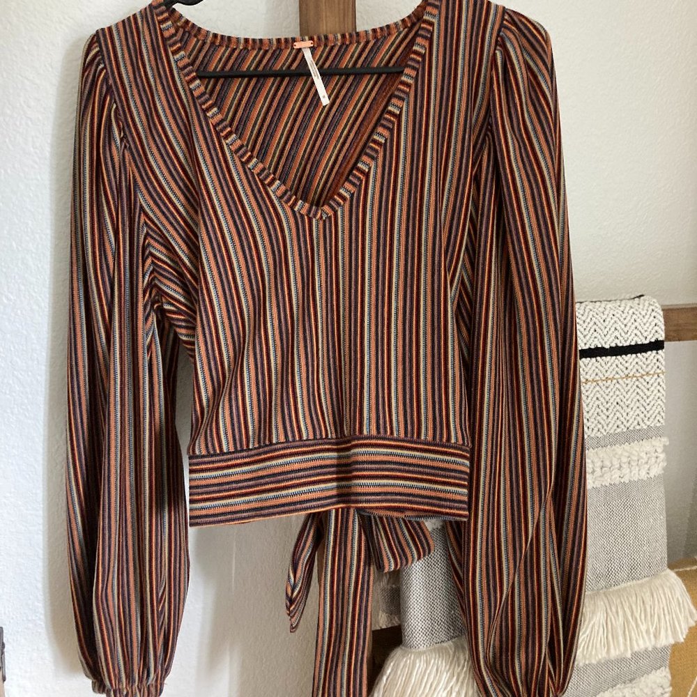 Free People Tie Back Statement sleeve Top